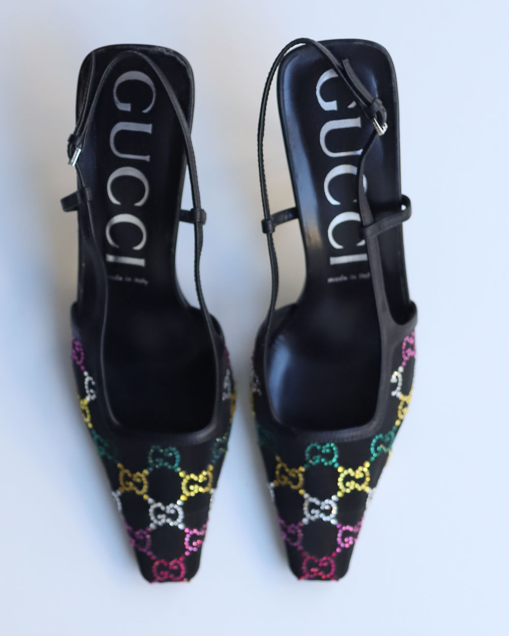 靴 Gucci GG Crystal Slingback Pumps Women's GG crystal slingback pump in Rosso Ancora mesh | GUCCI® ES