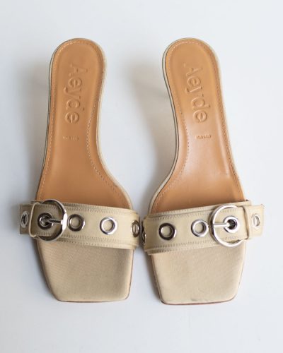 Aeyde Eyelet-Studded Strap Sandals Beige