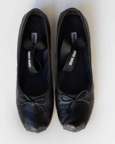 Miu Miu Black Leather Ballerinas