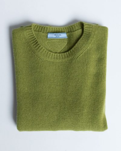 Prada Fine Knit Cashmere Sweater Avocado Green