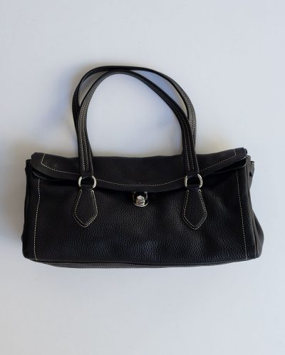Prada 2003 Black Leather Top Handle Shoulder Bag