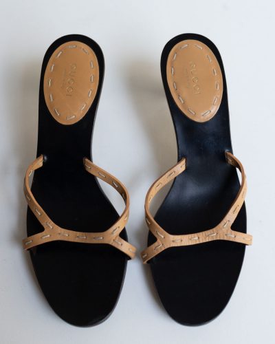 Gucci SS 2002 Leather Bamboo Mules