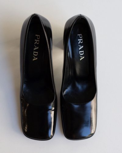 Prada FW 1999 Black Leather Mirror Heels