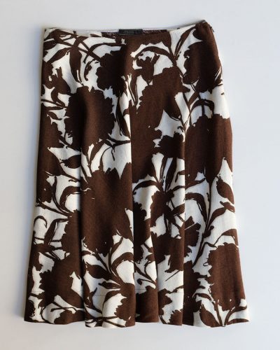 Prada SS 2001 Flower Print Midi Skirt Brown