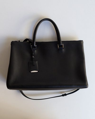 Jil Sander Black Leather Top Handle Bag Large