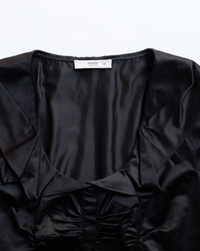 Prada 2000s Black Silk Satin Blouse