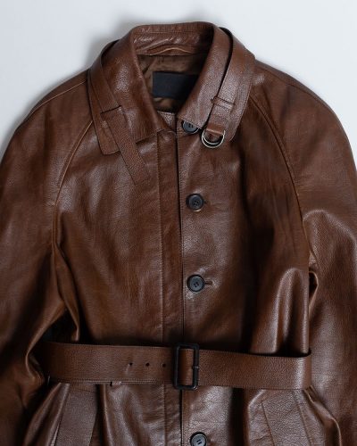 Prada Leather Coat Cocoa Brown