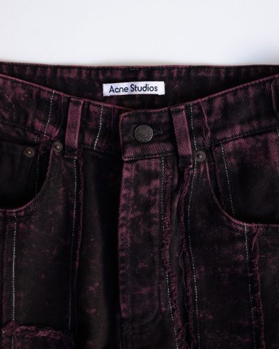 Acne Studios Patchwork Burgundy Loose Fit Jeans