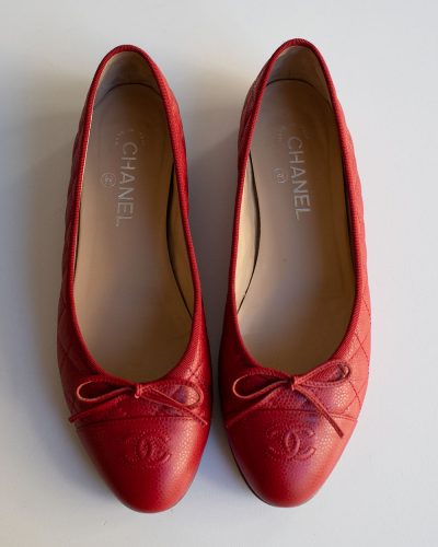 Chanel Red Ballet Flats
