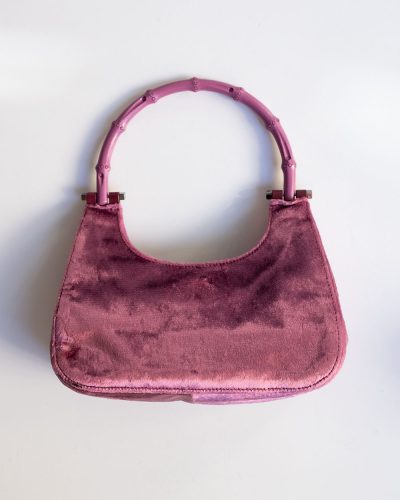 Gucci Pink Velvet Bamboo Bag
