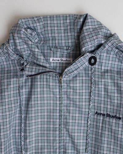 Acne Studios Blue Hooded Checked Technical Jacket