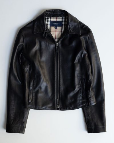 Burberry Black Zip Front Nappa Leather Jacket
