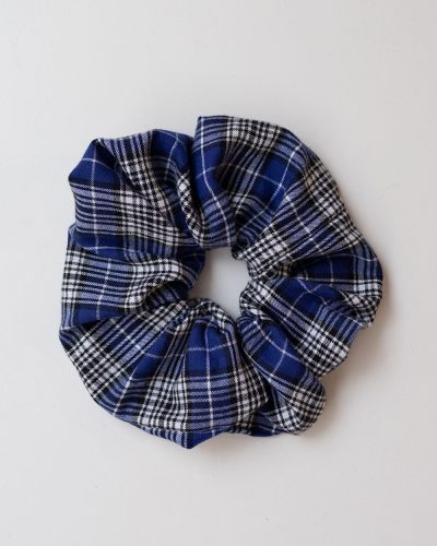 Gousi Blue Checkered Scrunchie
