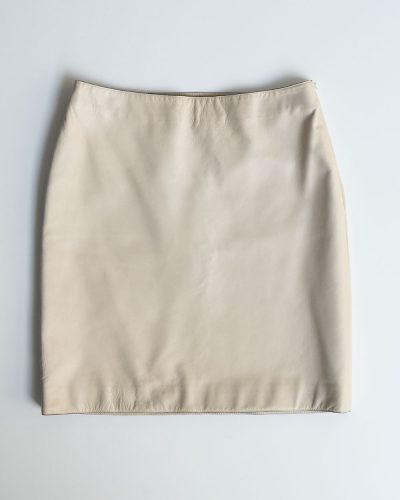 Prada 1999 Nappa Leather Skirt Chalk White