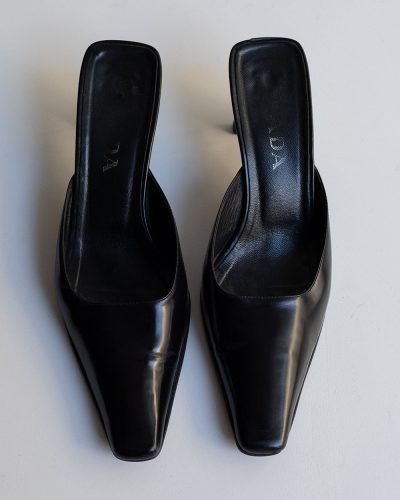 Prada F/W 1998 Black Kitten Heel Mules